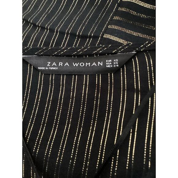 Zara gold stripe V-neck tops women XS - Picture 3 of 3